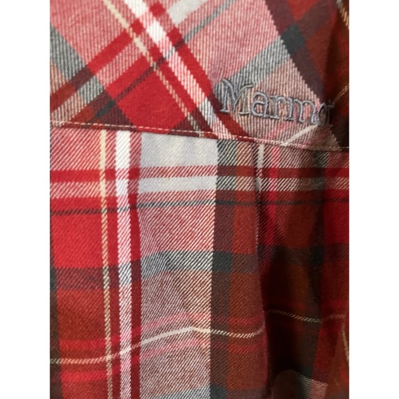 Marmot LS‎ Button Up Flannel XXL Red Gray Plaid - Picture 2 of 7